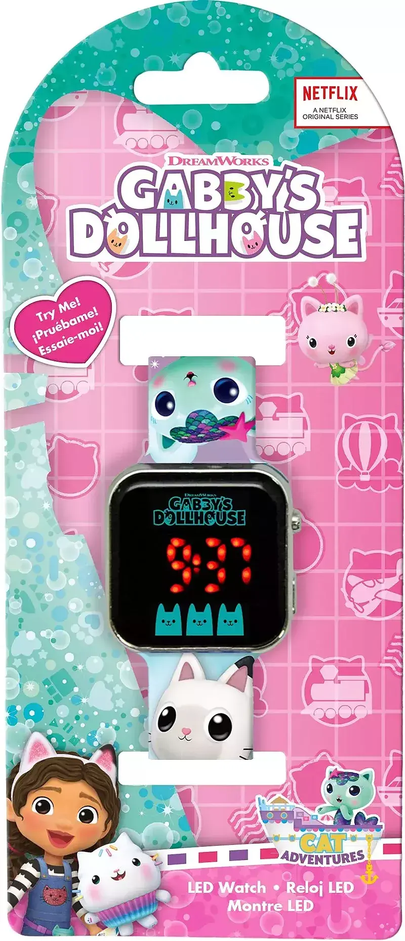Zegarek led z kalendarzem gabby's dollhouse