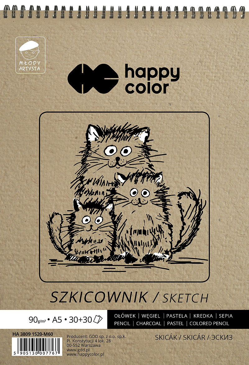 Szkicownik happy color młody artysta na spirali a5 60 arkuszy 80/90g