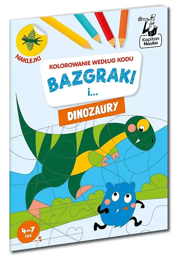 Kolorowanie według kodu. Bazgraki i dinozaury. Kapitan Nauka