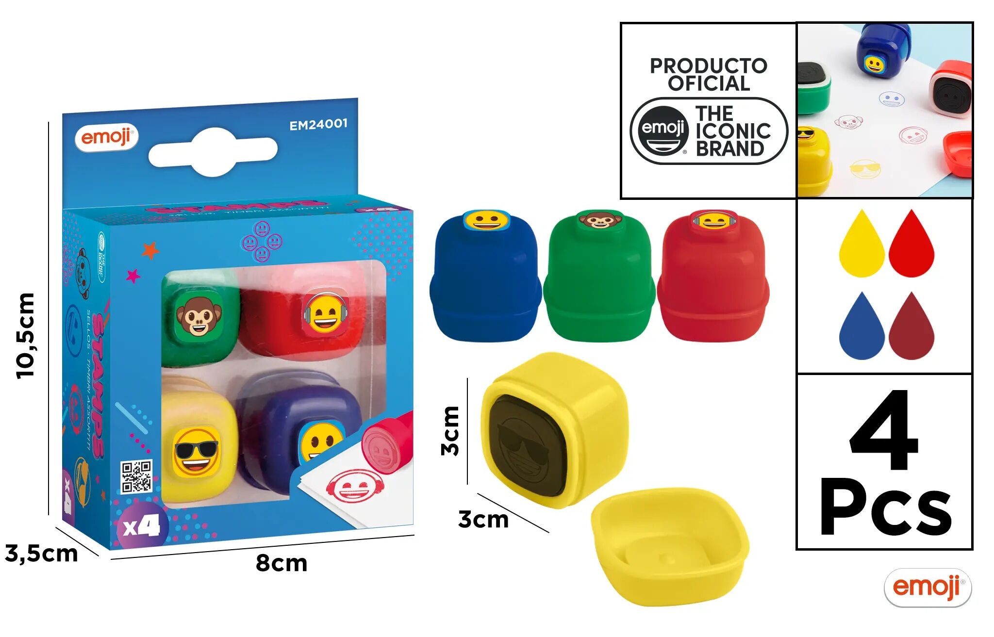 Stempelki Emoji blister 4 sztuki