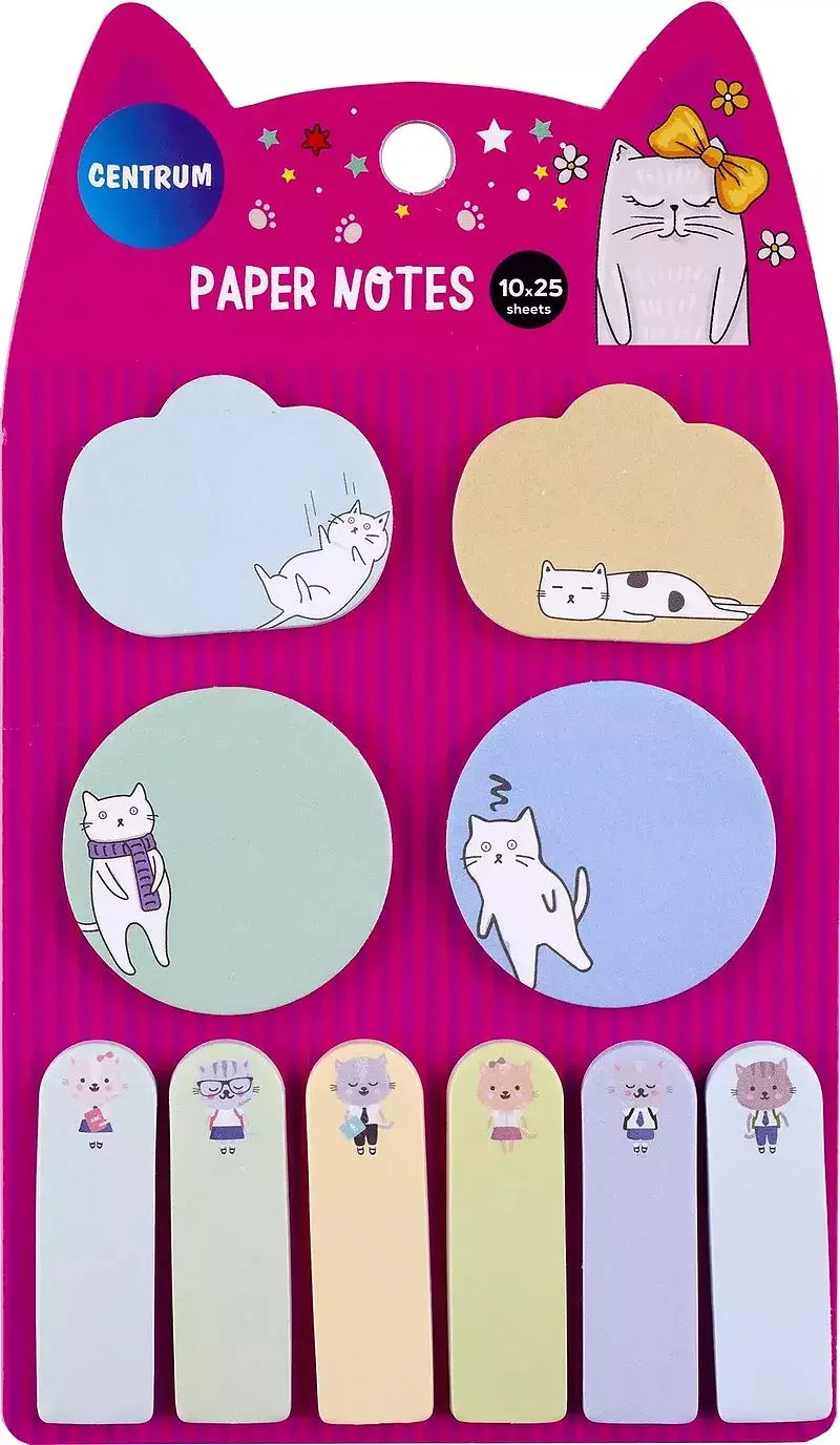 Karteczki samoprzylepne i zakładki indeksujące cute cat 10 wzorów