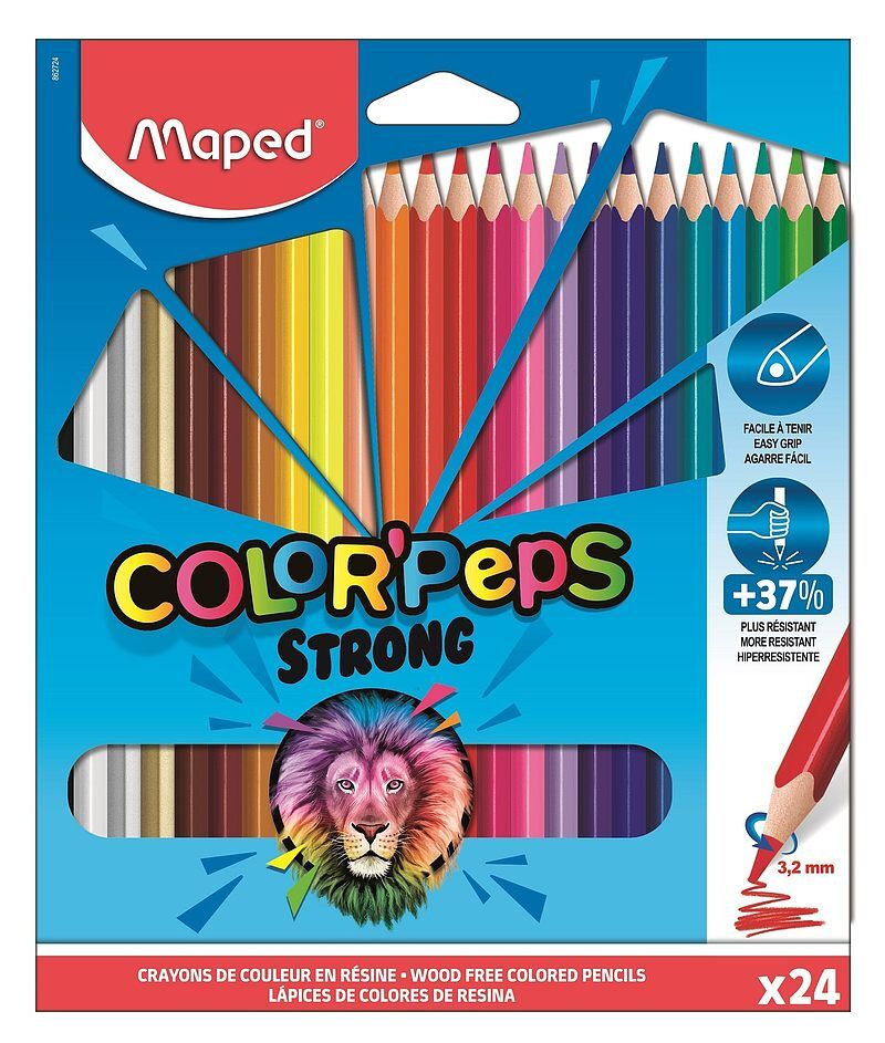 Kredki ołówkowe maped colorpeps strong trójkątne 24 kolory