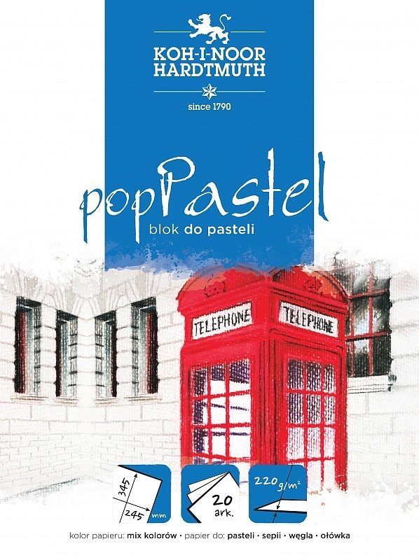 Blok koh-i-noor do pasteli pop pastel 245x345 20 arkuszy 220g mix