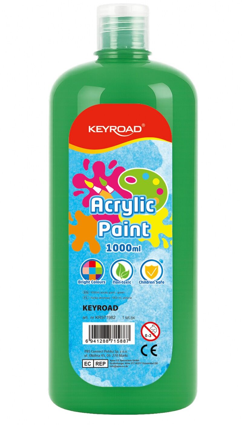 Farba akrylowa KEYROAD butelka 1000ml zielona