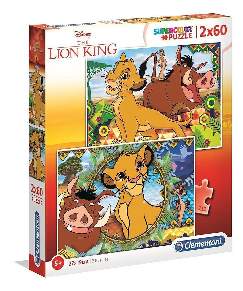 Puzzle 2x60 super kolor król lew 21604
