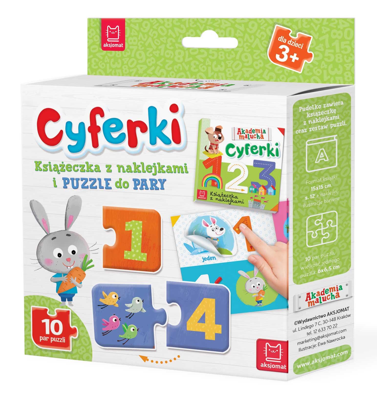 Cyferki. Książeczka z naklejkami i PUZZLE do pary