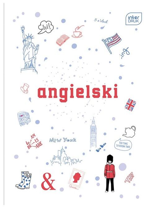Zeszyt A5 w kratkę 60 kartek Język angielski 10 sztuk mix