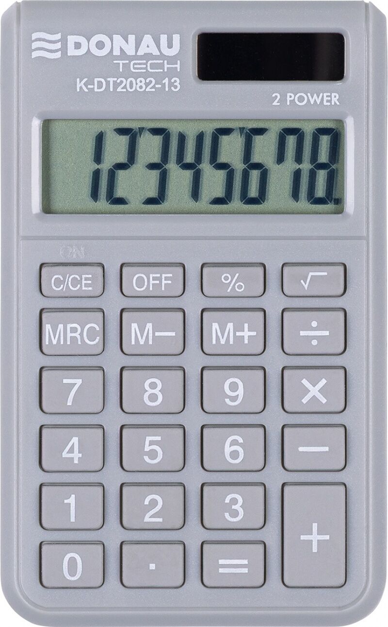 Kalkulator kieszonkowy DONAU TECH 97x60x10 mm jasnoszary