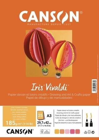 Papier kolorowy Canson Iris A3 185g 25A - Ogień (kolory: 5,8,10,11,14)