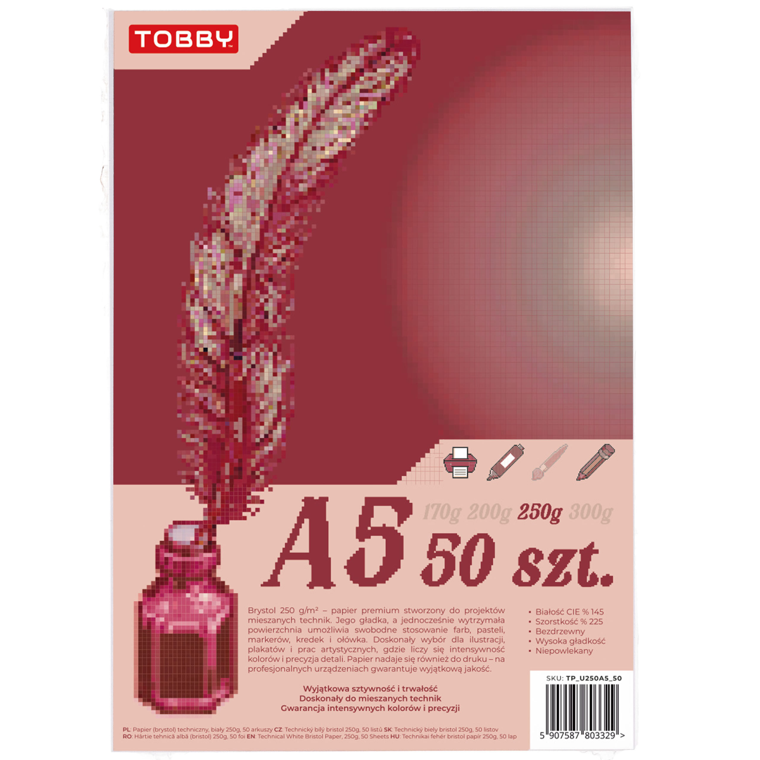 Papier Brystol A5 50 ark.250g