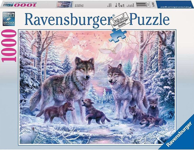 Puzzle 2d 1000 śnieżne wilki 19146