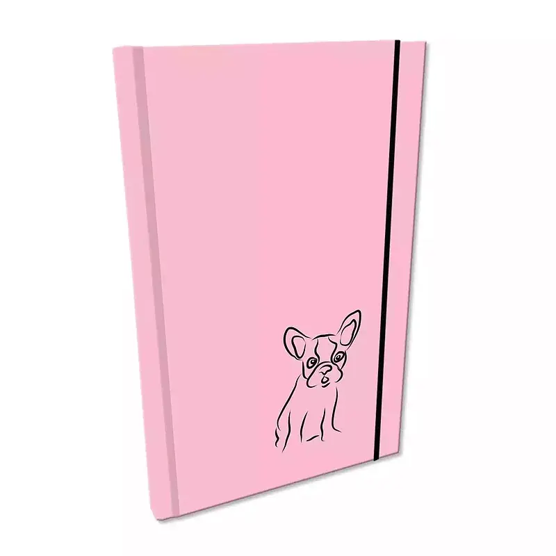 Notes a5 gładki z gumką soft touch lakier uv buldog róż pastel