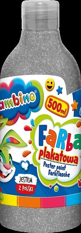 Farba plakatowa 500ml bambino w butelce srebrna