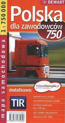 Polska tir 1:750 000 mapa samochodowa dla zawodowców