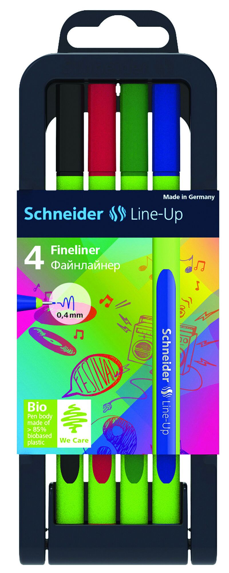 Zestaw cienkopisów schneider line-up 0,4mm 4 kolory stojak