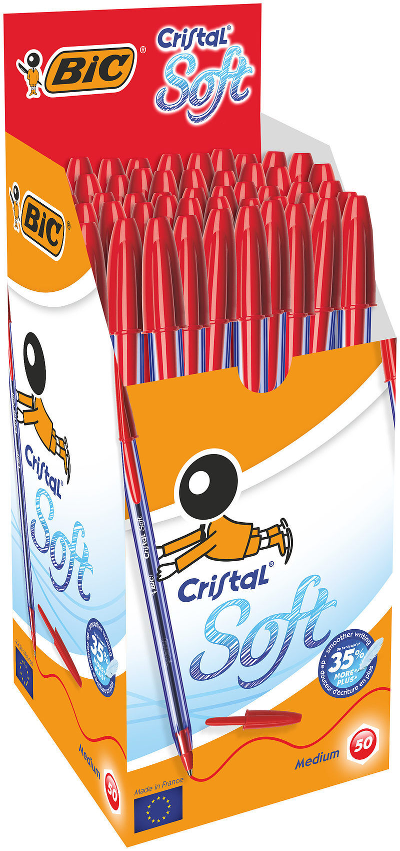 Długopis czerwony bic cristal soft pudełko 50szt
