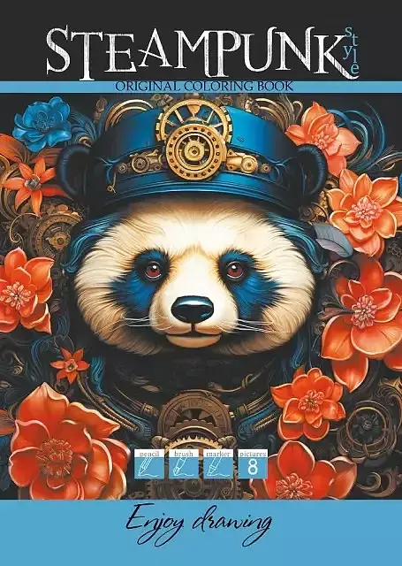 Kolorowanka a4 steampunk panda