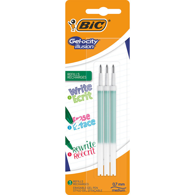 Wkład żelowy bic gel-ocity 0. 7mm zielony 3szt