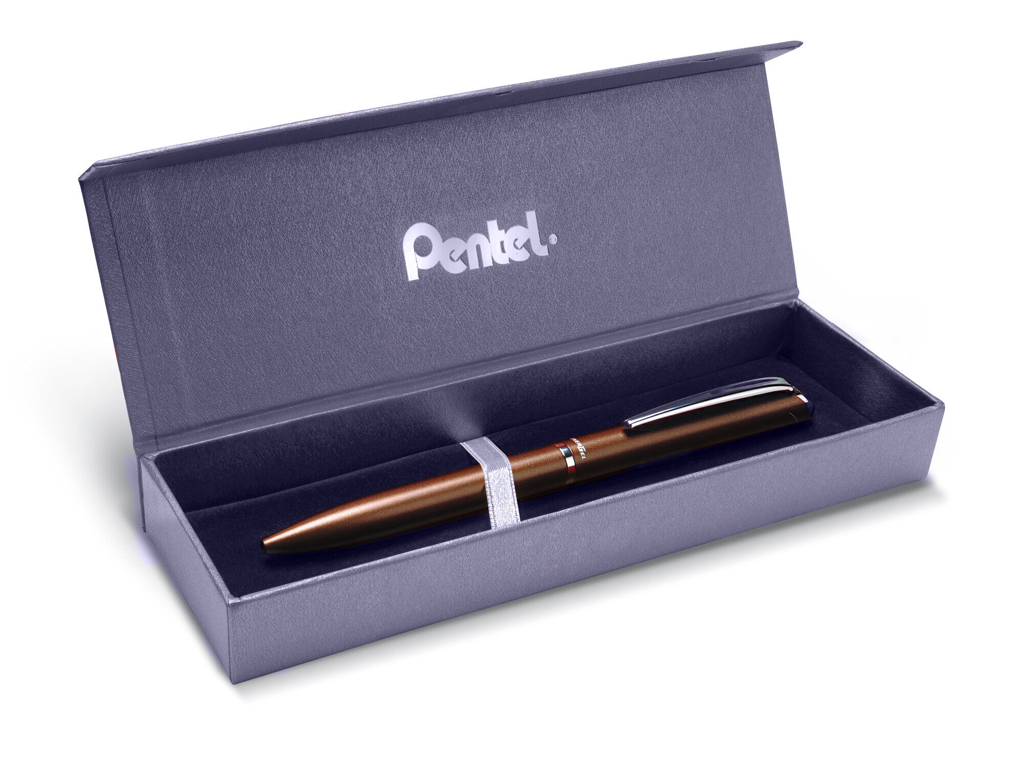 Eleganckie pióro kulkowe EnerGel 0,7 mm BL2007-E brązowe w etui