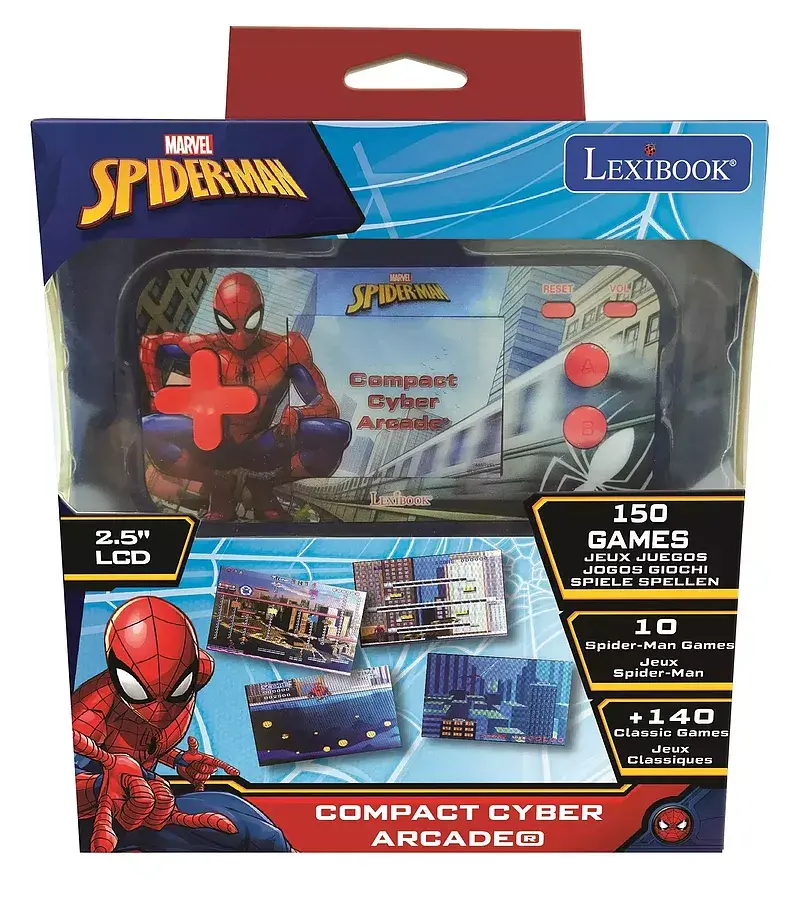 Konsola podręczna compact cyber arcade®  spider-man ekran 2,5'' 150 gier w tym 10 z spider-manem jl2367sp