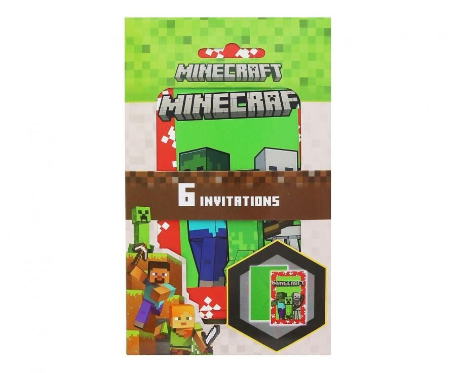 Zaproszenia z kopertami Minecraft 6szt.