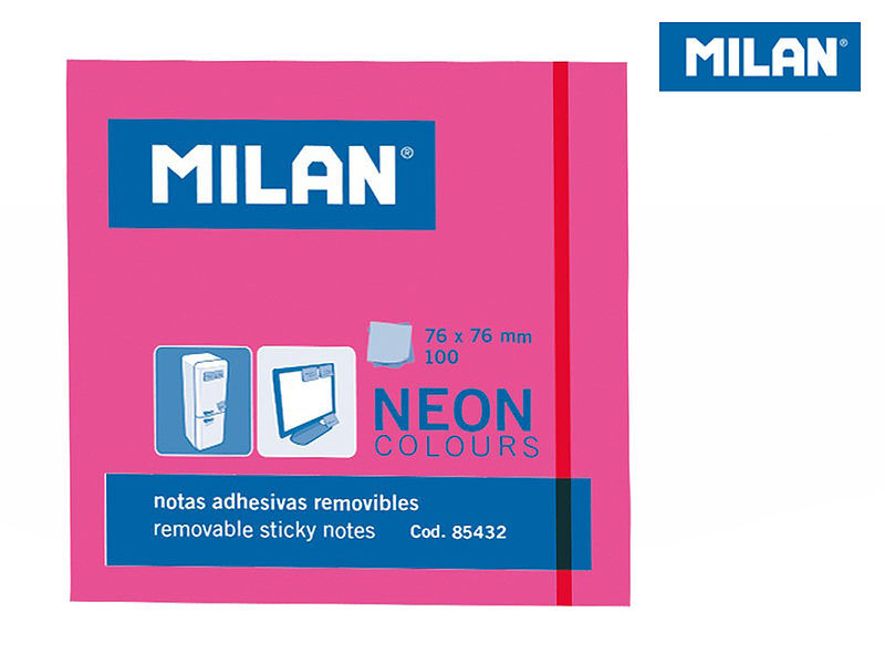 Karteczki milan samoprzylepne 76x76 neon różowe