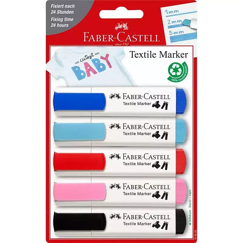 Markery do tkanin zestaw baby shower 5 szt. Blister faber-castell
