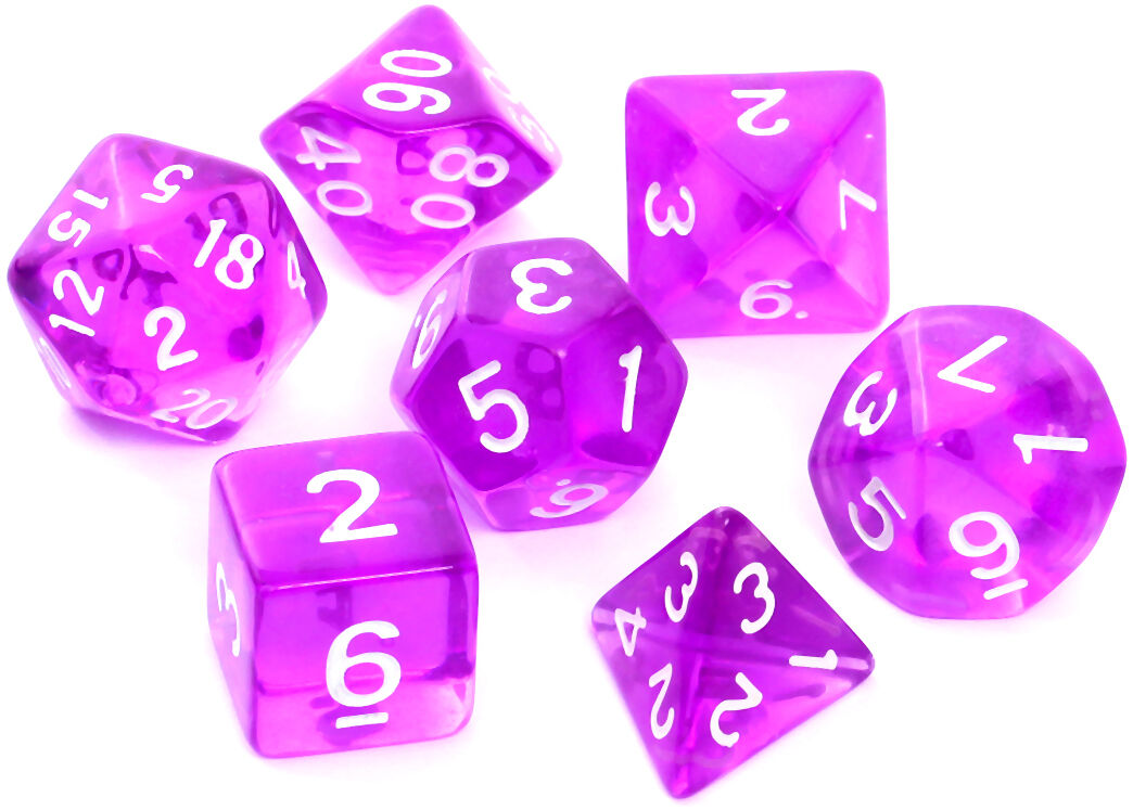 Gra komplet kości RPG kryształowo fioletowe