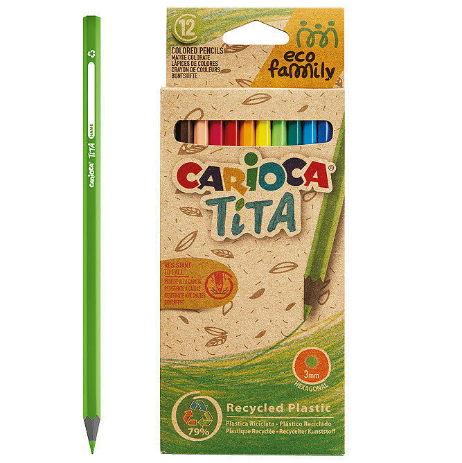 Kredki ołówkowe tita ecofamily 12 kolorów carioca 43097