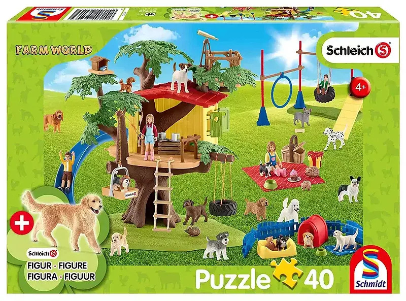 Puzzle 40 schleich szczęśliwe psy + figurka 109946