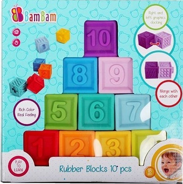 Miękkie gumowe klocuszki 10 sztuk bambam 432486