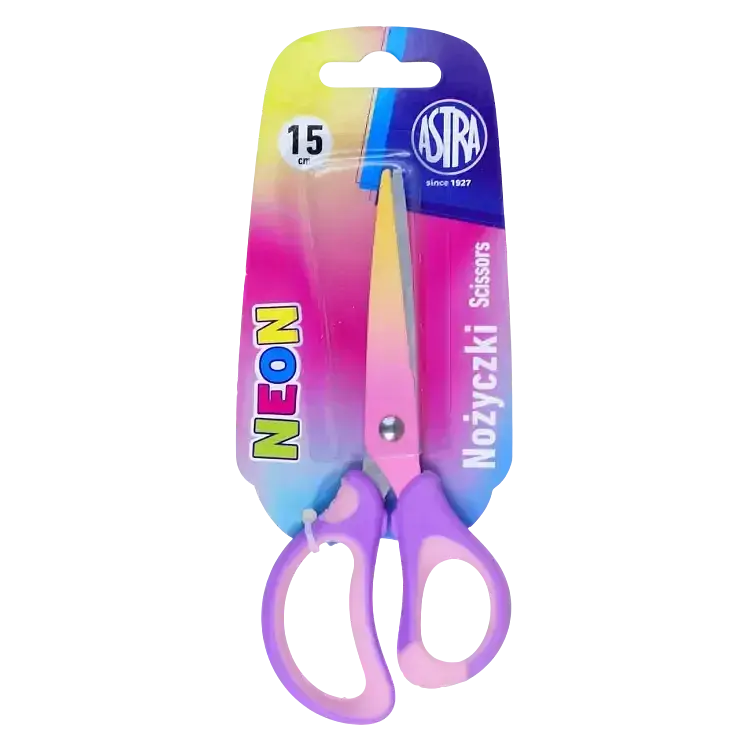 Nożyczki szkolne ergonomiczne astrakids neon 15 cm