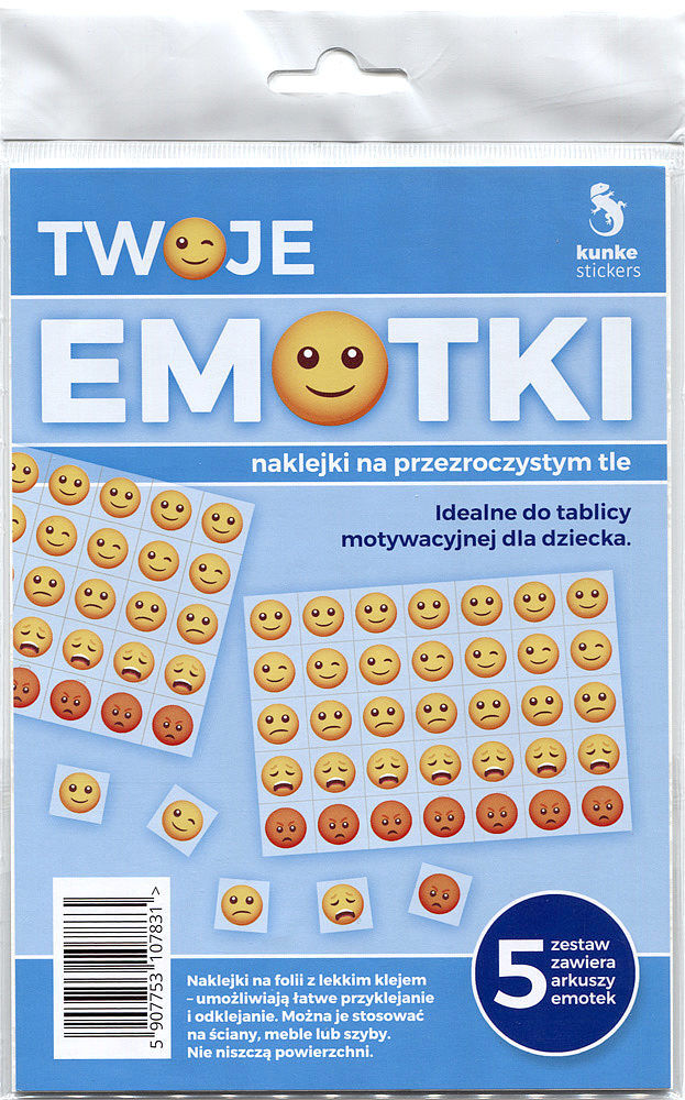 Naklejki przezroczyste emotki 5 szt