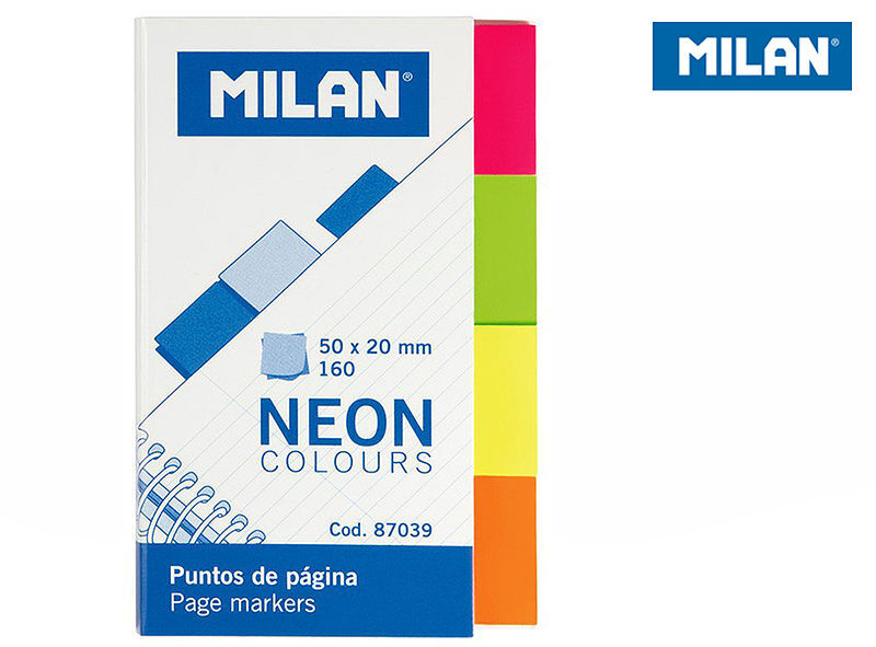Zakładki indeksujące milan neon kolorowe 50 x 20 mm, 160 sztuk