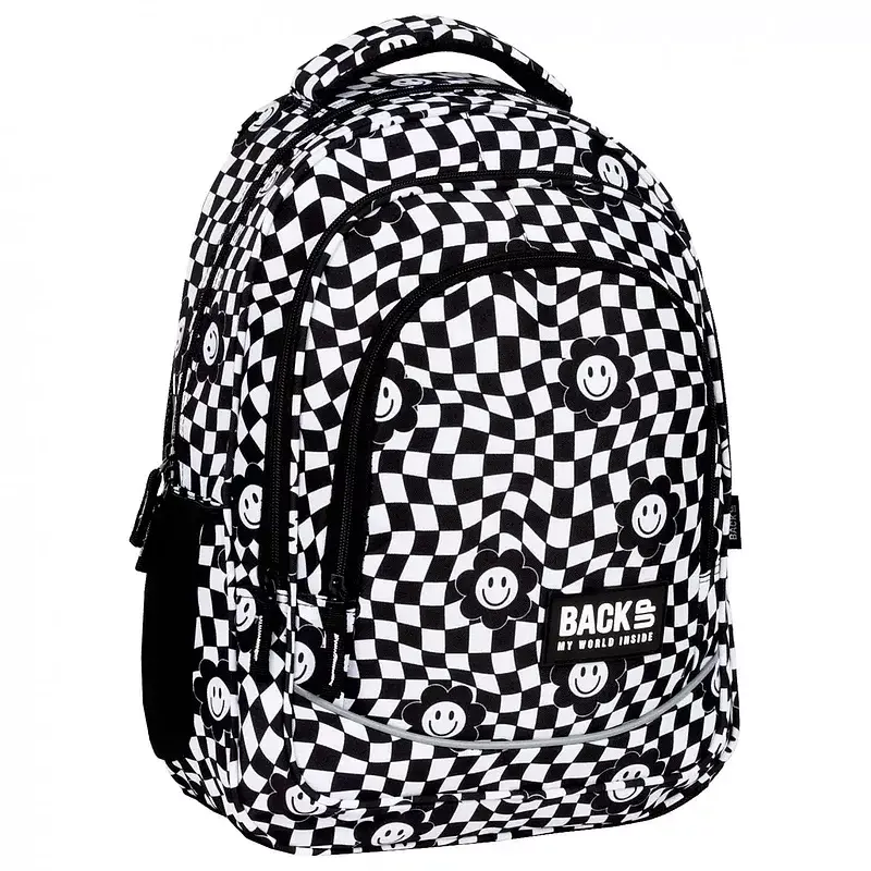 Plecak 3-komorowy backup kratka happy face plb6x14