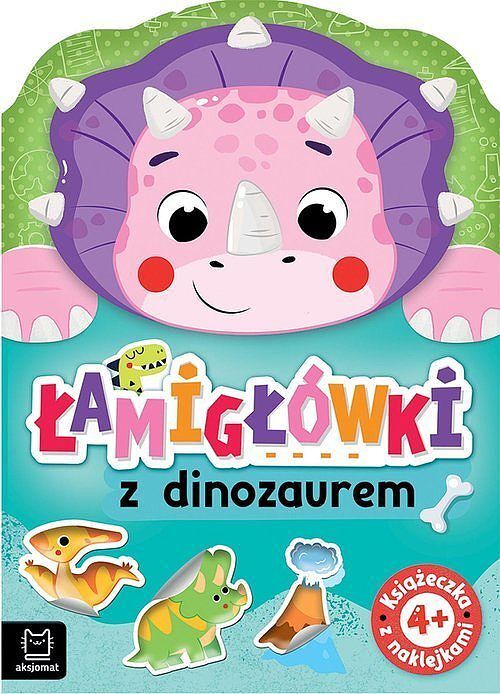 Łamigłówki z dinozaurem. Książeczka z naklejkami 4+