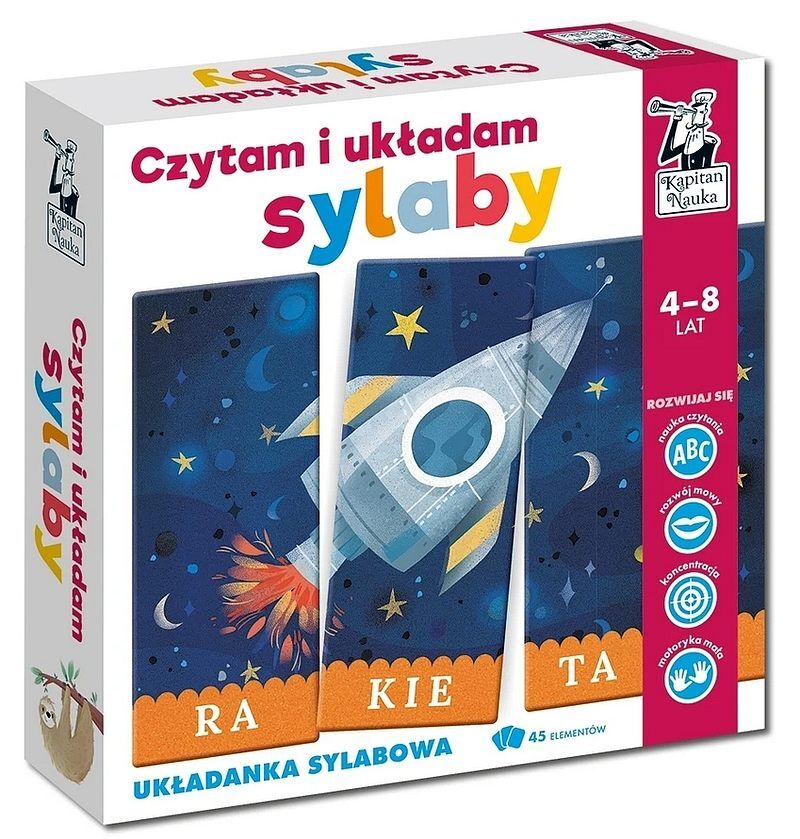 Czytam i układam sylaby. Układanka sylabowa. Zestaw rakieta. Kapitan Nauka