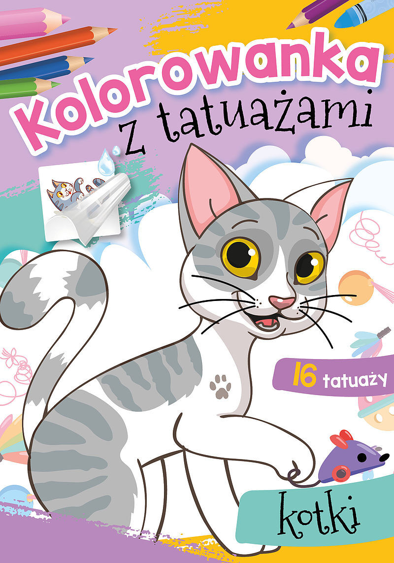 Kotki. Kolorowanka z tatuażami