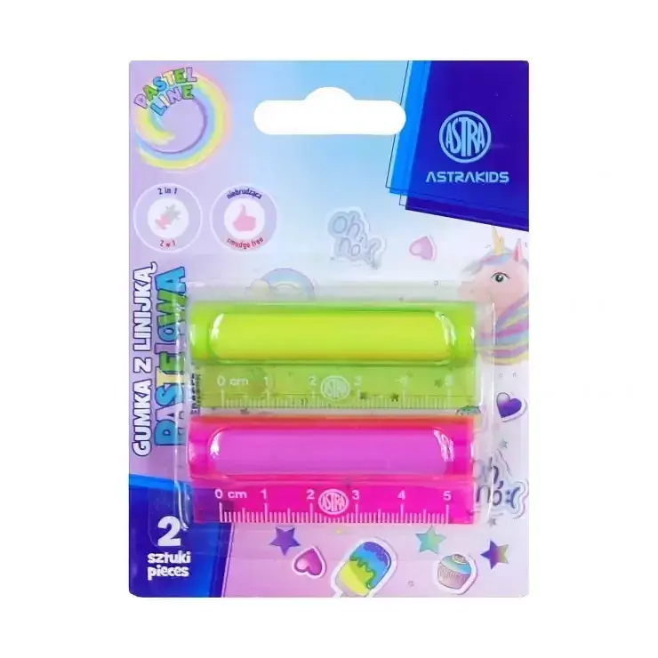 Gumka i linijka 2w1 astrakids unicorn 2 szt