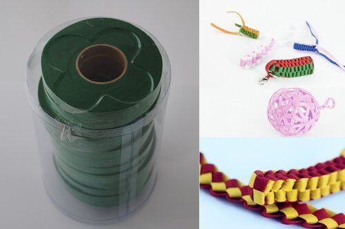 Wstążki filcowe 0,5cm. x 6m kolor ciemnozielony  13 sztuk