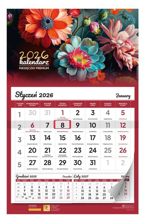 Kalendarz miesięczny premium 2026