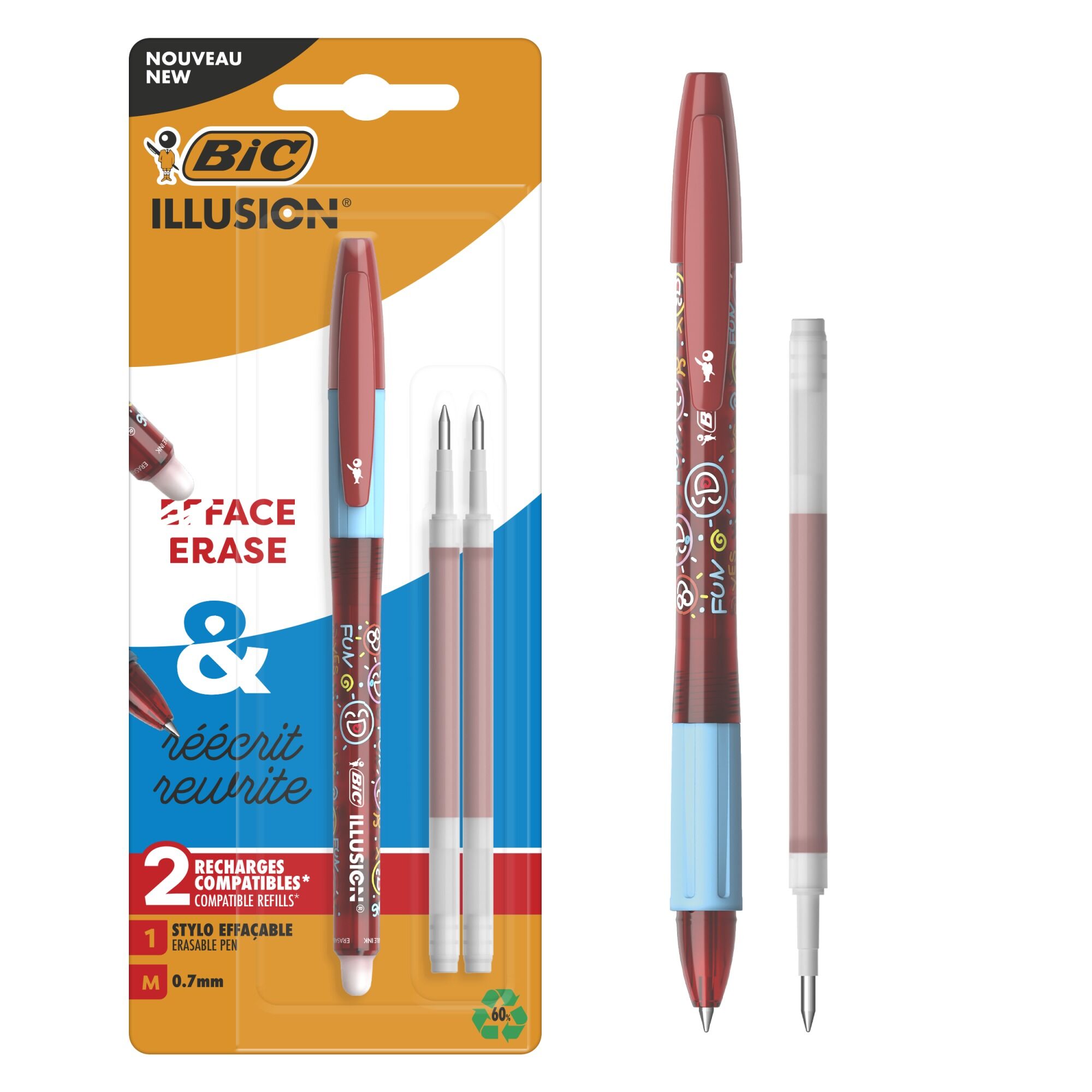 Długopis wymazywalny czerwony BIC Gel-ocity Illusion blister 1szt.+2 wkłady