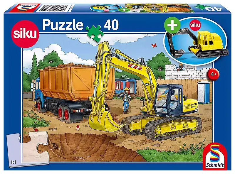 Puzzle 40 siku koparka + zabawka 109061