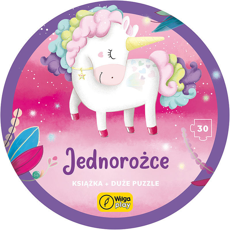 Na okrągło. Jednorożce. Duże puzzle + książka