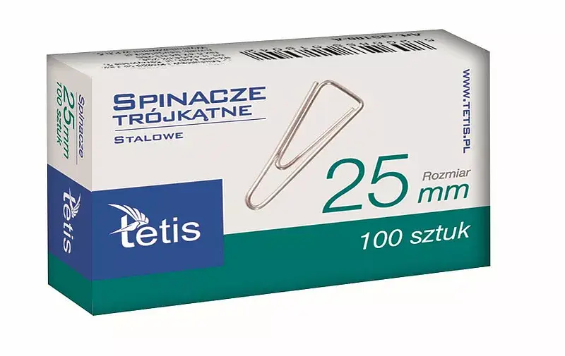 Spinacze biurowe trójkątne 25 mm 100 szt  paczka 10 sztuk
