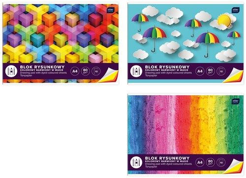 Blok rysunkowy A4 kolorowy 10 sztuk mix