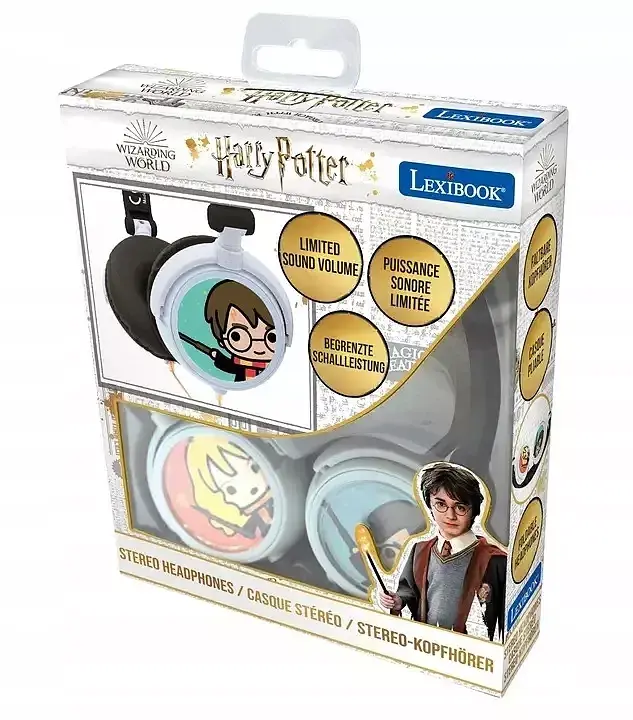 Składane słuchawki przewodowe stereo harry potter z głośnością bezpieczną dla dzieci lexibook hp015hp