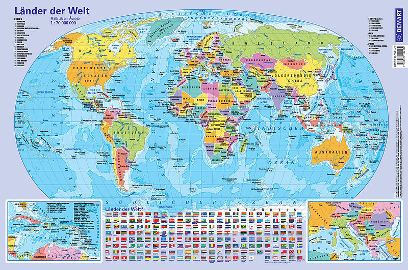 Podkładka na biurko mapa świat polityczna/länder der welt schreibtischunterlage