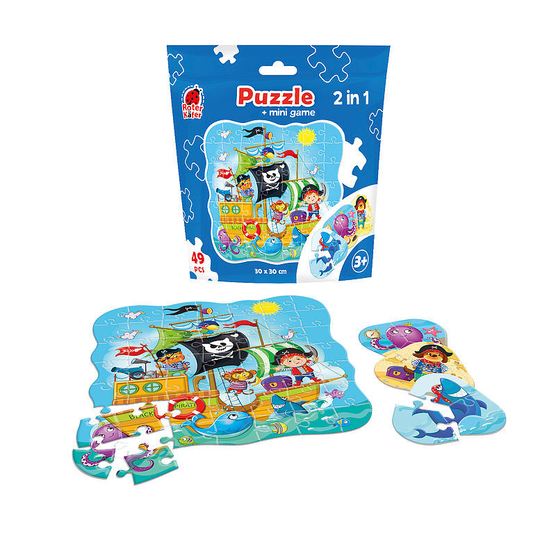 Puzzle 49 saszetka piraci +mini gra pirates rk1140-04
