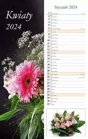 Kalendarz 2024 paskowy kwiaty